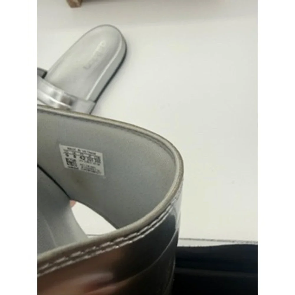 Adidas Adilette Comfort Slides Mens 9 Silver Excellent Metallic Sandals FW7683